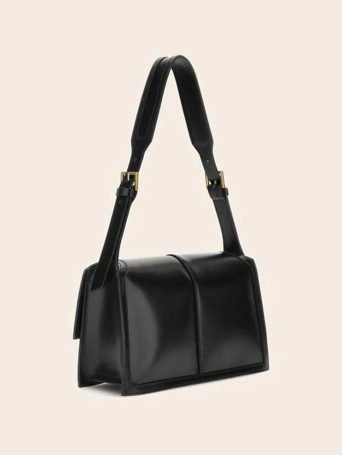 Women Isa Genuine Leather Shoulder Bag Black Guess Shoulder Bags