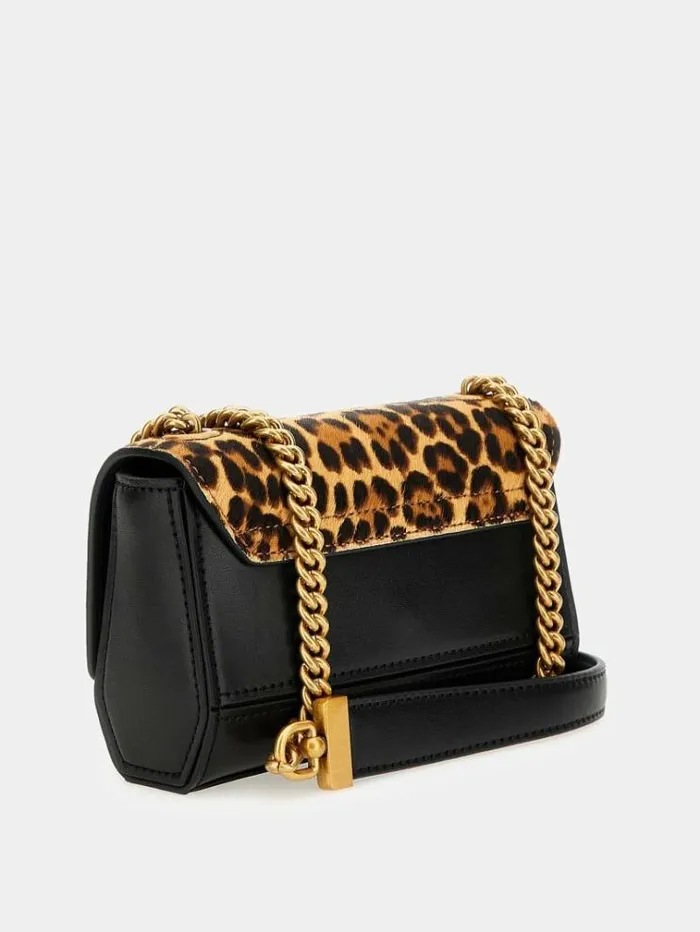 Women Iseline Genuine Leather Mini Crossbody Animalier Brown Guess Crossbody Bags
