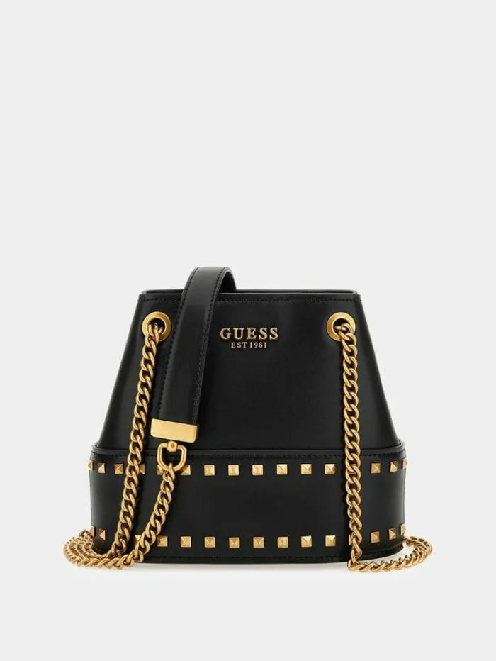Women Iseline Stud Mini Bucket Bag Black Guess Shoulder Bags