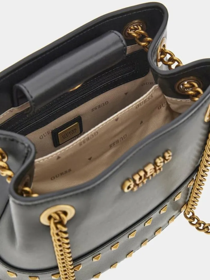 Women Iseline Stud Mini Bucket Bag Black Guess Shoulder Bags