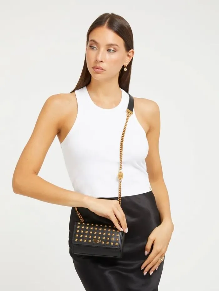 Women Iseline Stud Mini Crossbody Black Guess Crossbody Bags
