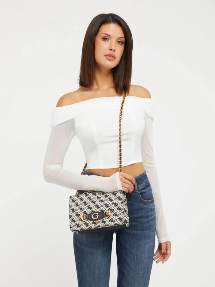 Women Izzy 4g Logo Crossbody Blue Multi Guess Crossbody Bags