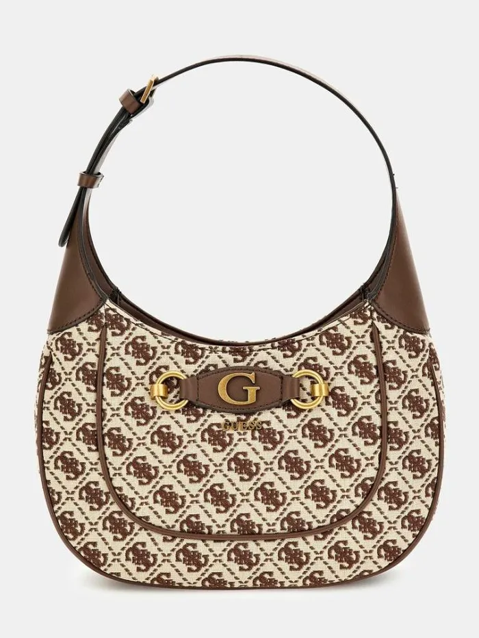Women Izzy 4g Logo Hobo Bag Brown Multi Guess Shoulder Bags