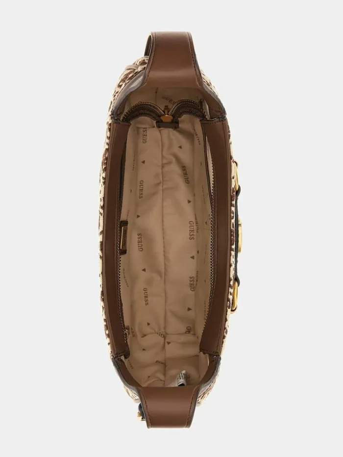 Women Izzy 4g Logo Hobo Bag Brown Multi Guess Shoulder Bags