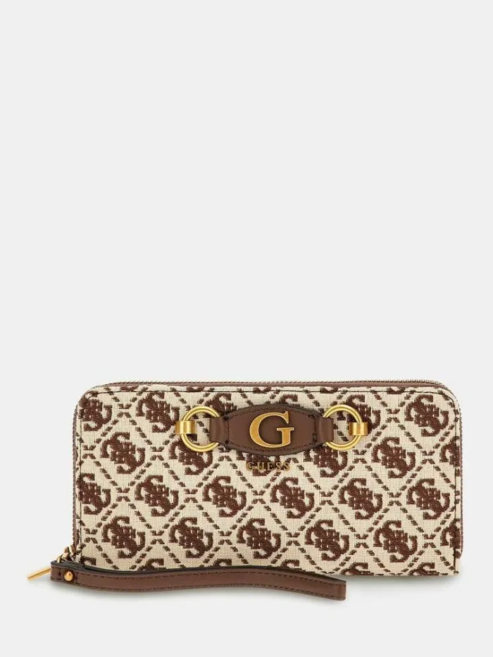 Women Izzy 4g Logo Maxi Wallet Brown Multi Guess Wallets