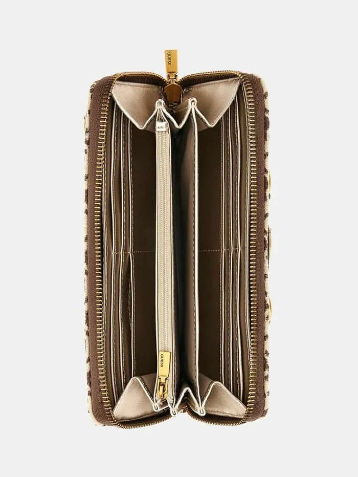 Women Izzy 4g Logo Maxi Wallet Brown Multi Guess Wallets
