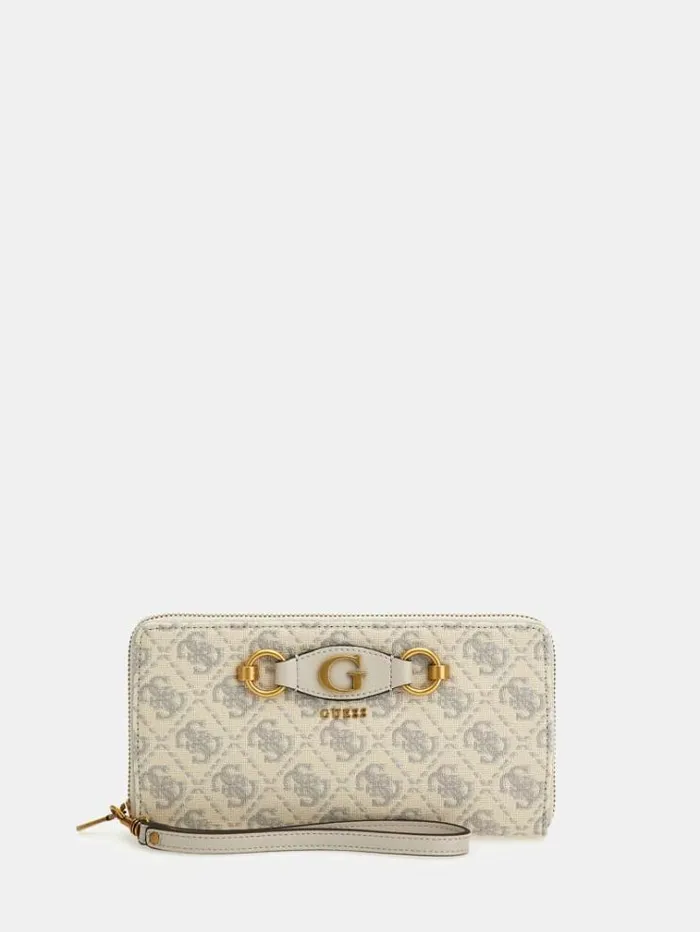 Women Izzy 4g Logo Maxi Wallet Grey Multi Guess Wallets