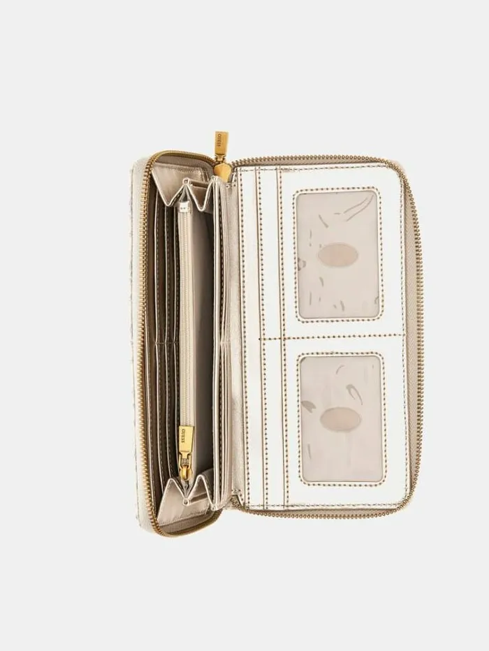 Women Izzy 4g Logo Maxi Wallet Grey Multi Guess Wallets
