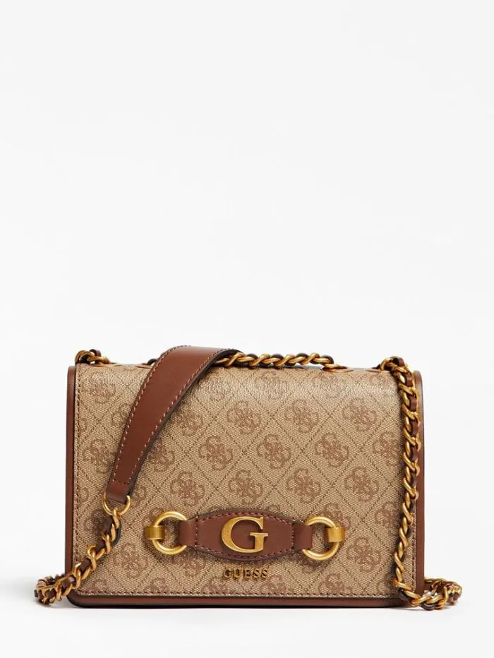 Women Izzy 4g Logo Mini Crossbody Bag Brown Multi Guess Crossbody Bags