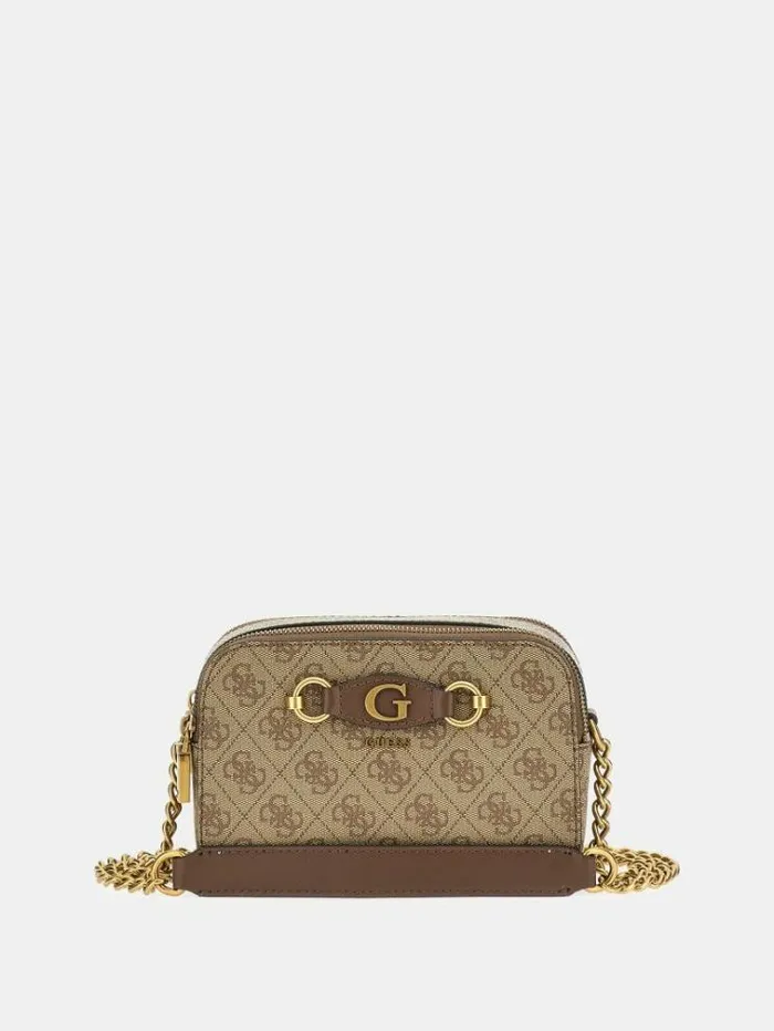 Women Izzy 4g Logo Mini Crossbody Brown Multi Guess Crossbody Bags