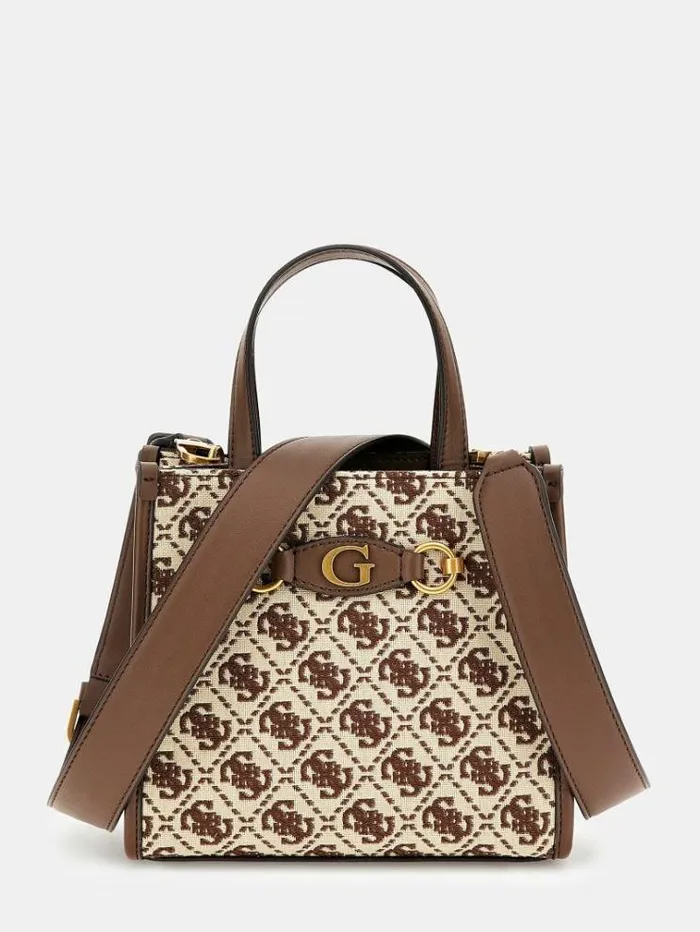 Women Izzy 4g Logo Mini Handbag Brown Multi Guess Handbags