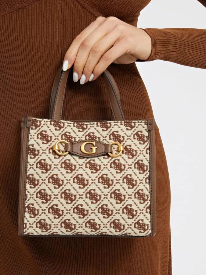 Women Izzy 4g Logo Mini Handbag Brown Multi Guess Handbags