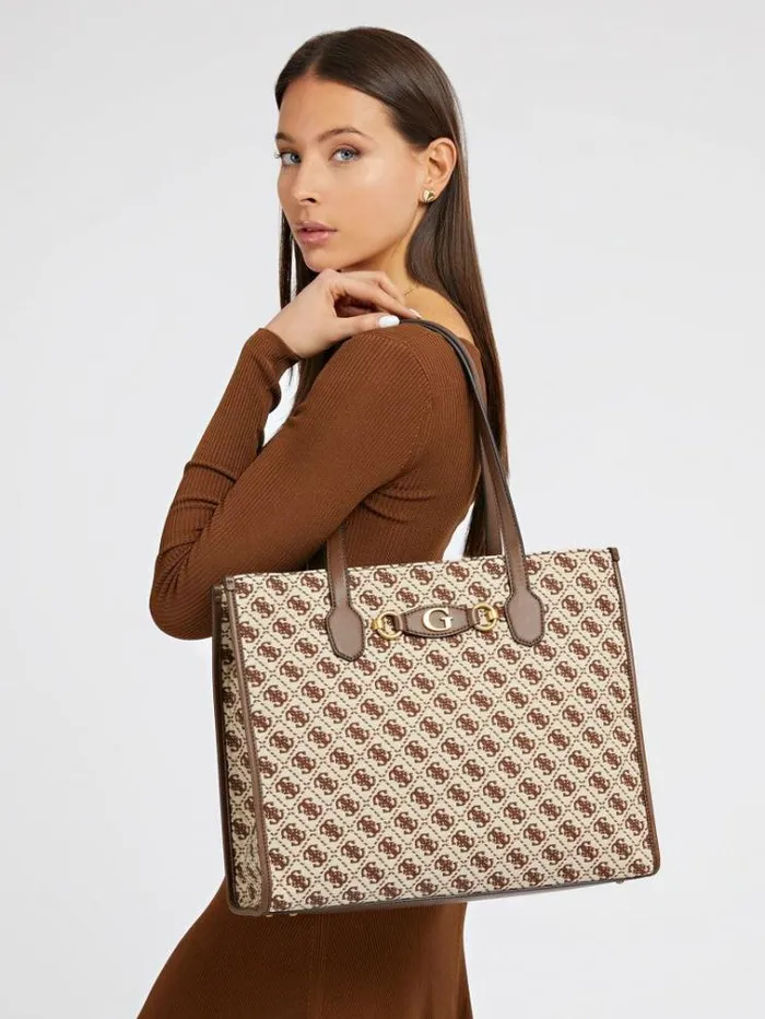 Women Izzy 4g Logo Shopper Brown Multi Guess Shoppers