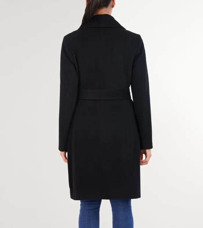 Women Jackets and Coats Cole Haan Luxe Maxi Wrap Coat Black