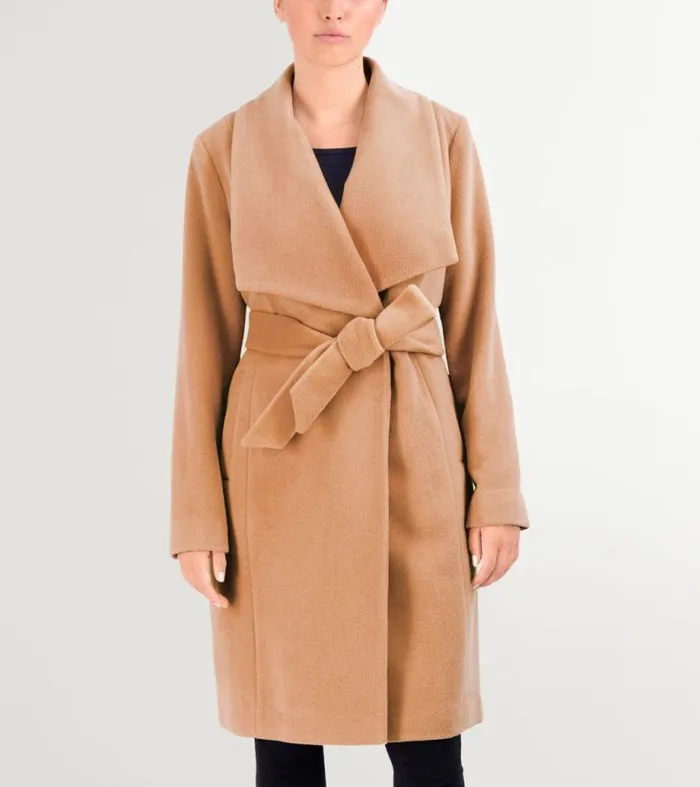 Women Jackets and Coats Cole Haan Luxe Maxi Wrap Coat Nude