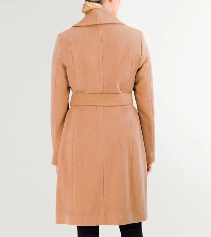 Women Jackets and Coats Cole Haan Luxe Maxi Wrap Coat Nude