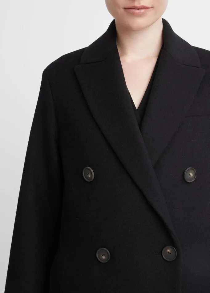 Women Jackets and Outerwear Vince Brushed WoolBlend DoubleBreasted Coat Black