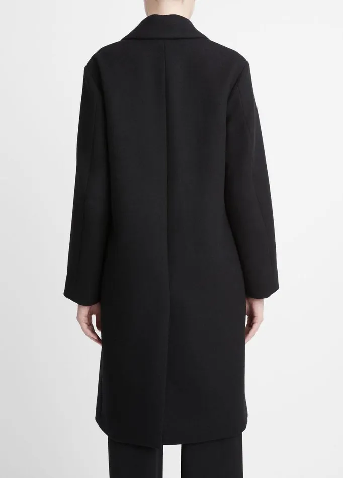 Women Jackets and Outerwear Vince Brushed WoolBlend DoubleBreasted Coat Black