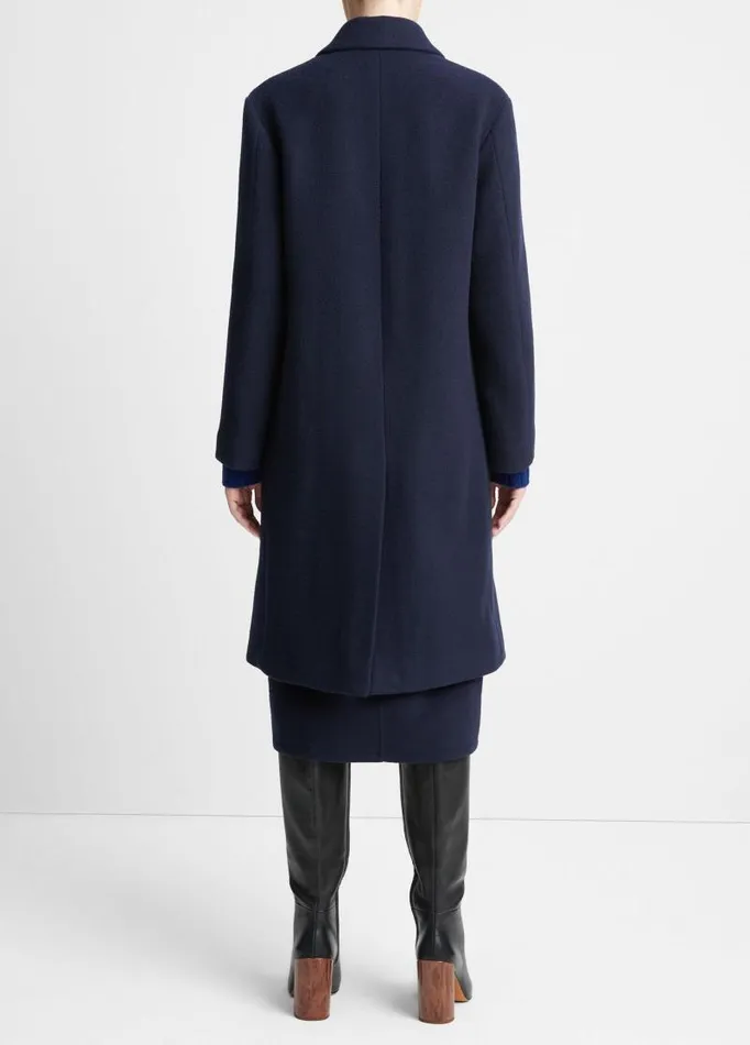 Women Jackets and Outerwear Vince Brushed WoolBlend DoubleBreasted Coat Deep Caspian