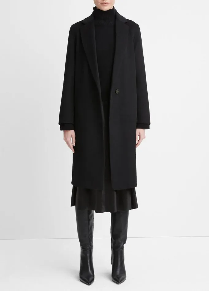 Women Jackets and Outerwear Vince Classic Straight Coat Black