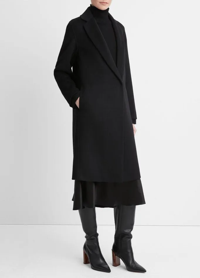 Women Jackets and Outerwear Vince Classic Straight Coat Black