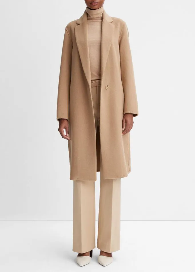 Women Jackets and Outerwear Vince Classic Straight Coat Camello