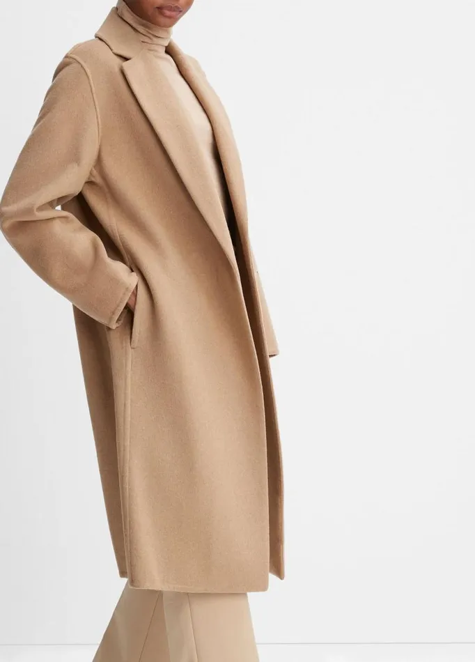 Women Jackets and Outerwear Vince Classic Straight Coat Camello