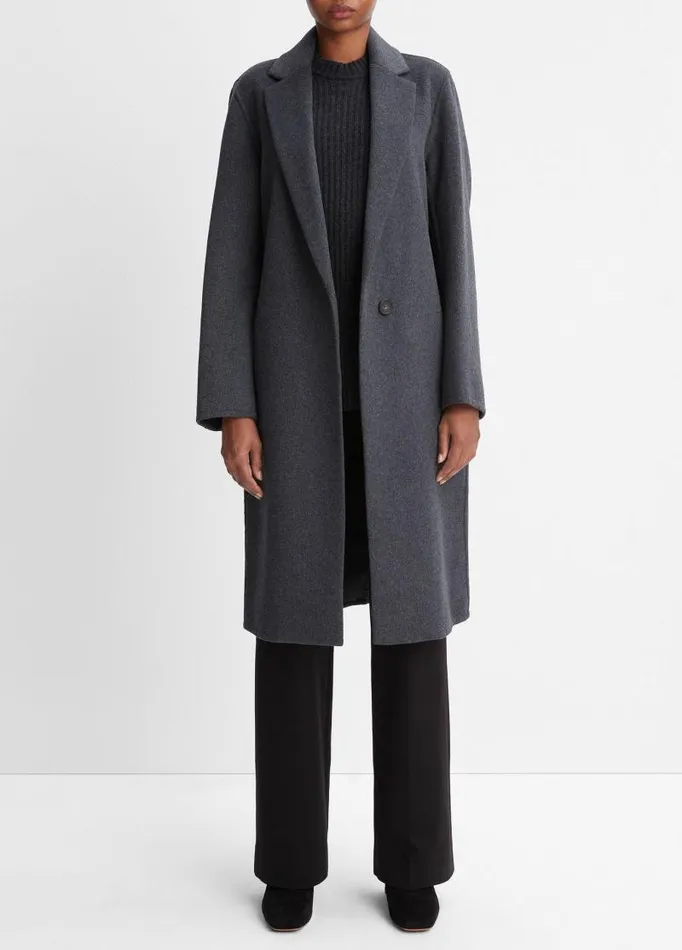 Women Jackets and Outerwear Vince Classic Straight Coat Charcoal