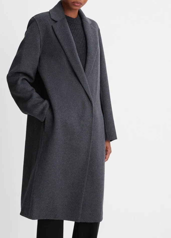 Women Jackets and Outerwear Vince Classic Straight Coat Charcoal