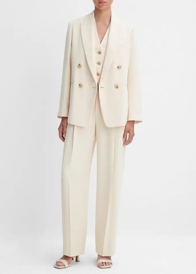 Women Jackets and Outerwear Vince Crepe DoubleBreasted Blazer Birch