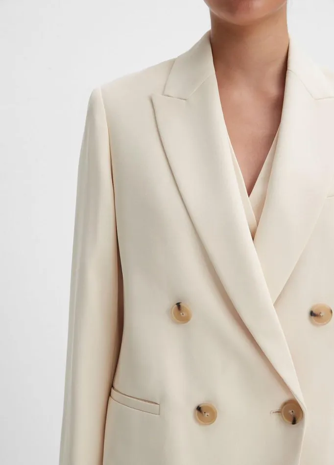 Women Jackets and Outerwear Vince Crepe DoubleBreasted Blazer Birch