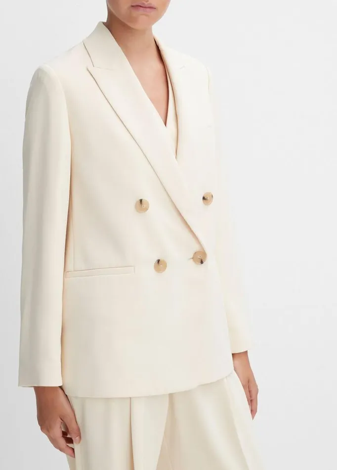 Women Jackets and Outerwear Vince Crepe DoubleBreasted Blazer Birch