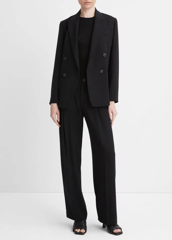 Women Jackets and Outerwear Vince Crepe DoubleBreasted Blazer Black