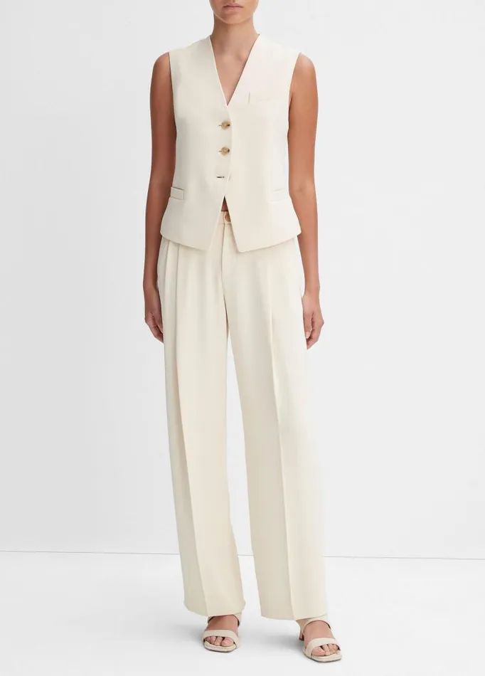 Women Jackets and Outerwear Vince Crepe Vest Birch