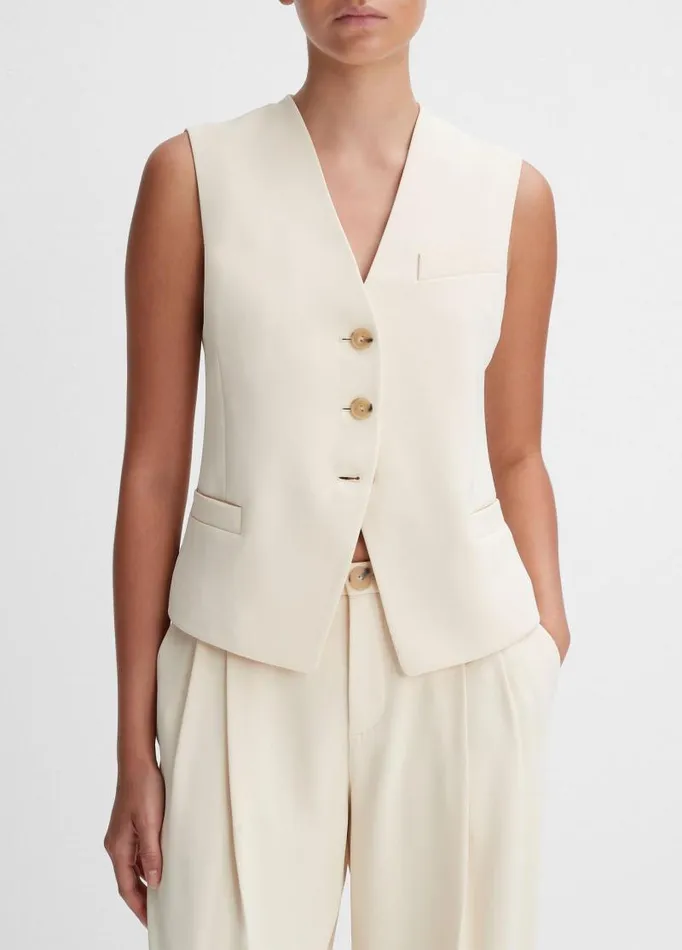 Women Jackets and Outerwear Vince Crepe Vest Birch