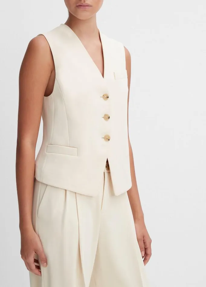 Women Jackets and Outerwear Vince Crepe Vest Birch
