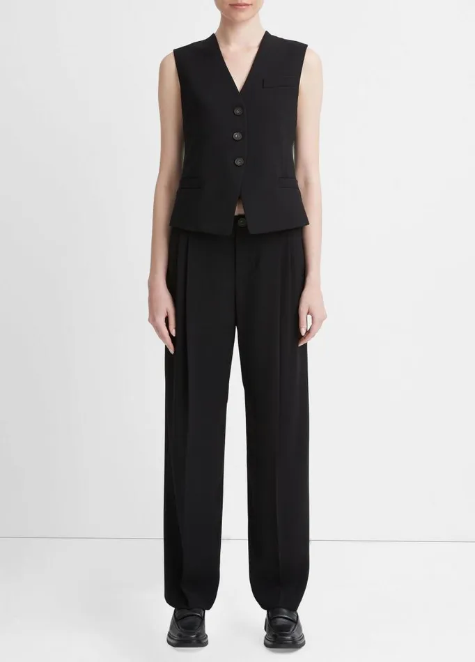 Women Jackets and Outerwear Vince Crepe Vest Black