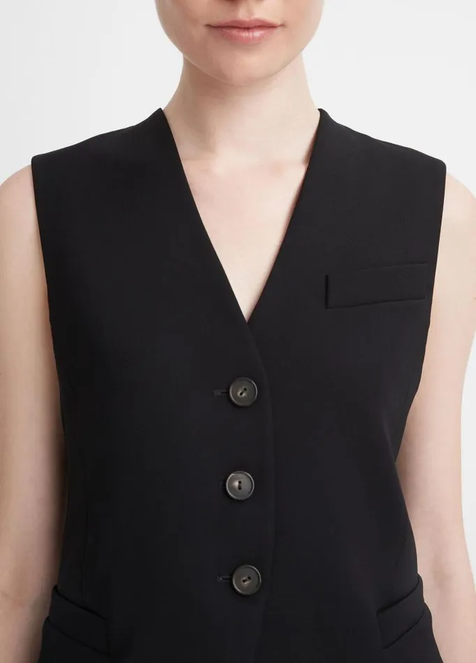 Women Jackets and Outerwear Vince Crepe Vest Black