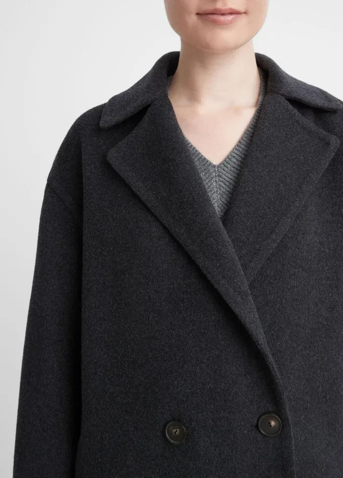 Women Jackets and Outerwear Vince Fine WoolBlend Car Coat Heather Charcoal