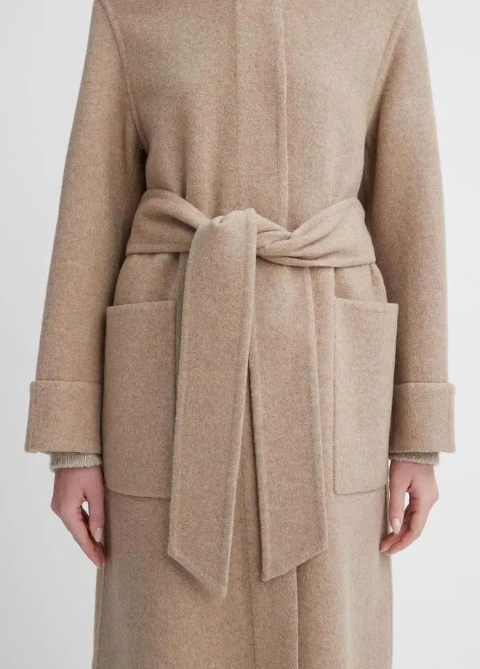 Women Jackets and Outerwear Vince Fine Wool Overcoat Heather Hazel Cream