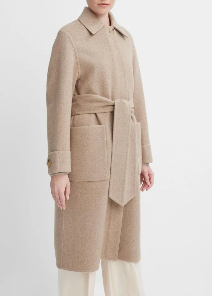 Women Jackets and Outerwear Vince Fine Wool Overcoat Heather Hazel Cream