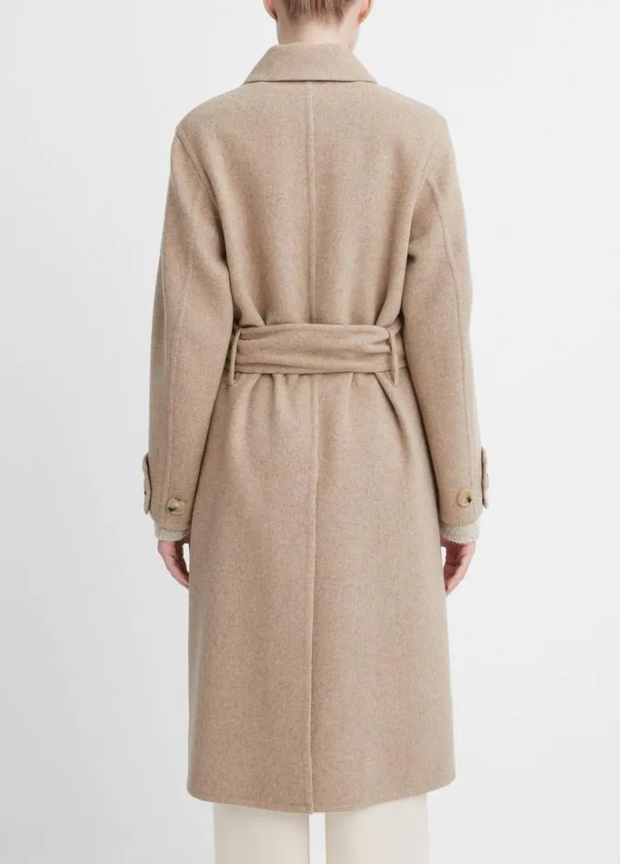 Women Jackets and Outerwear Vince Fine Wool Overcoat Heather Hazel Cream