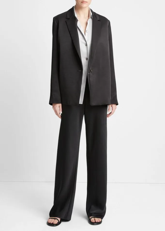 Women Jackets and Outerwear Vince Fluid Satin Blazer Black