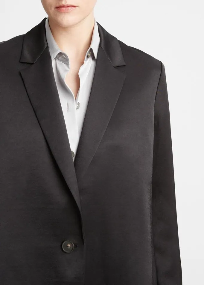 Women Jackets and Outerwear Vince Fluid Satin Blazer Black