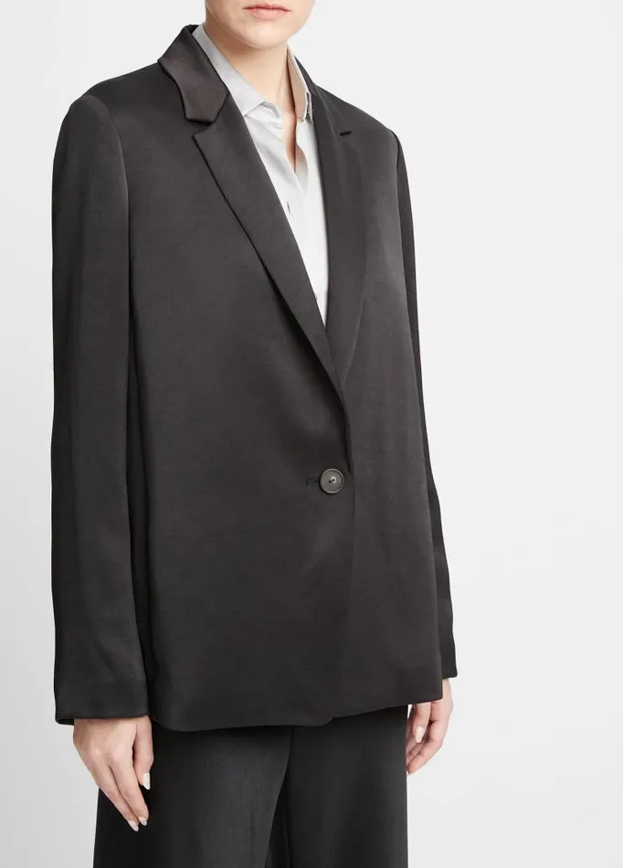 Women Jackets and Outerwear Vince Fluid Satin Blazer Black