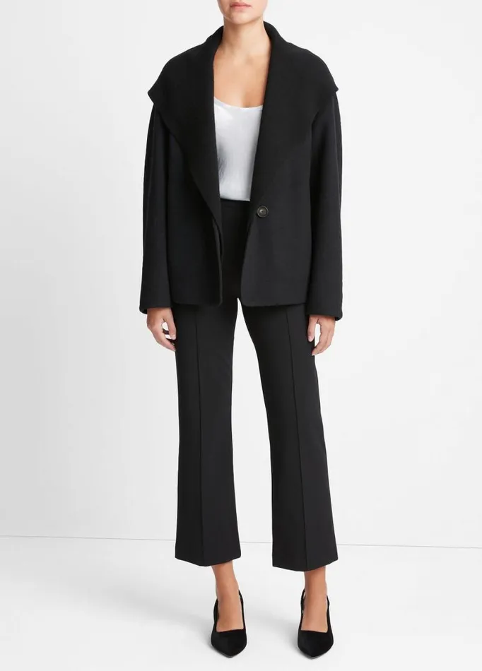 Women Jackets and Outerwear Vince Knit Combo WoolBlend Jacket Black