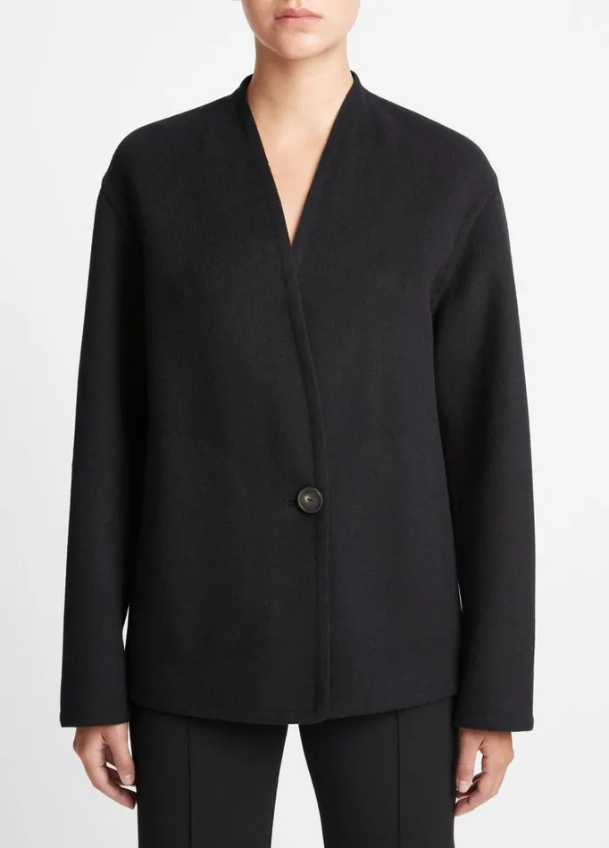 Women Jackets and Outerwear Vince Knit Combo WoolBlend Jacket Black