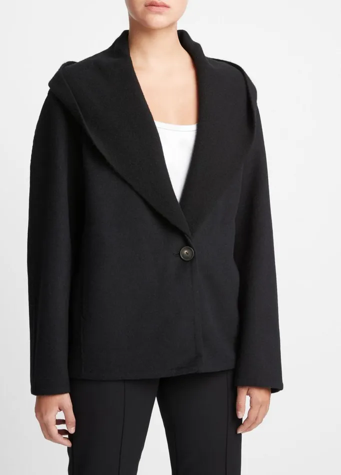 Women Jackets and Outerwear Vince Knit Combo WoolBlend Jacket Black