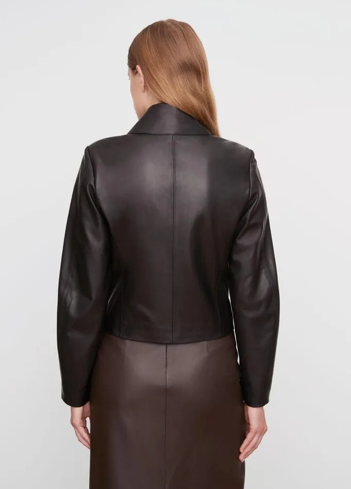 Women Jackets and Outerwear Vince Leather ZipFront Jacket Black
