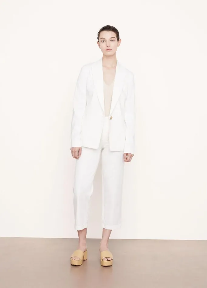 Women Jackets and Outerwear Vince LinenBlend SingleBreasted Blazer Off White